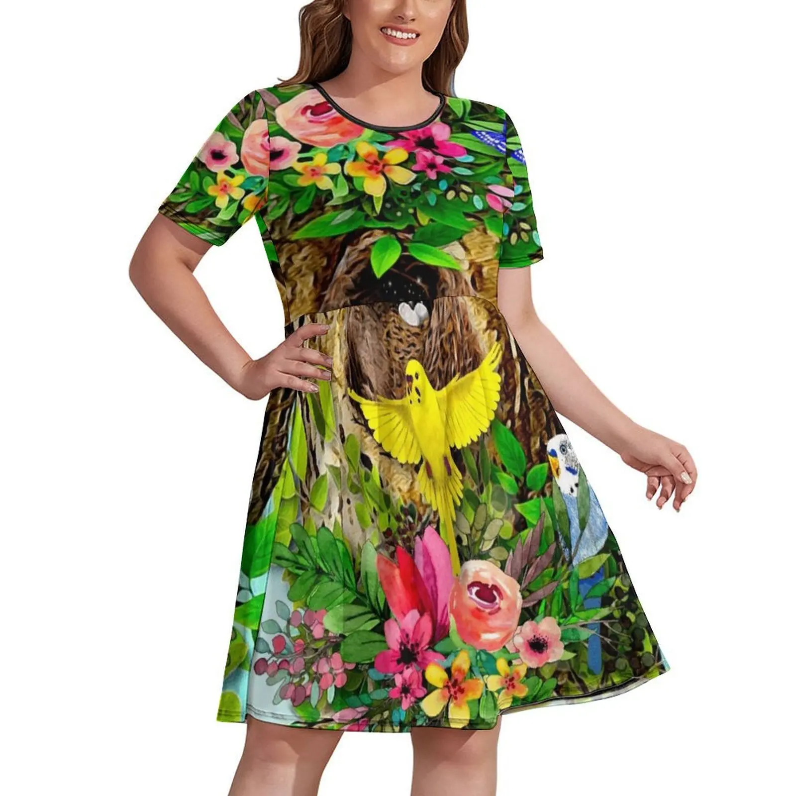 

Budgerigars aka Parakeets Nest Dress summer women's dress 2024 dress for women 2024