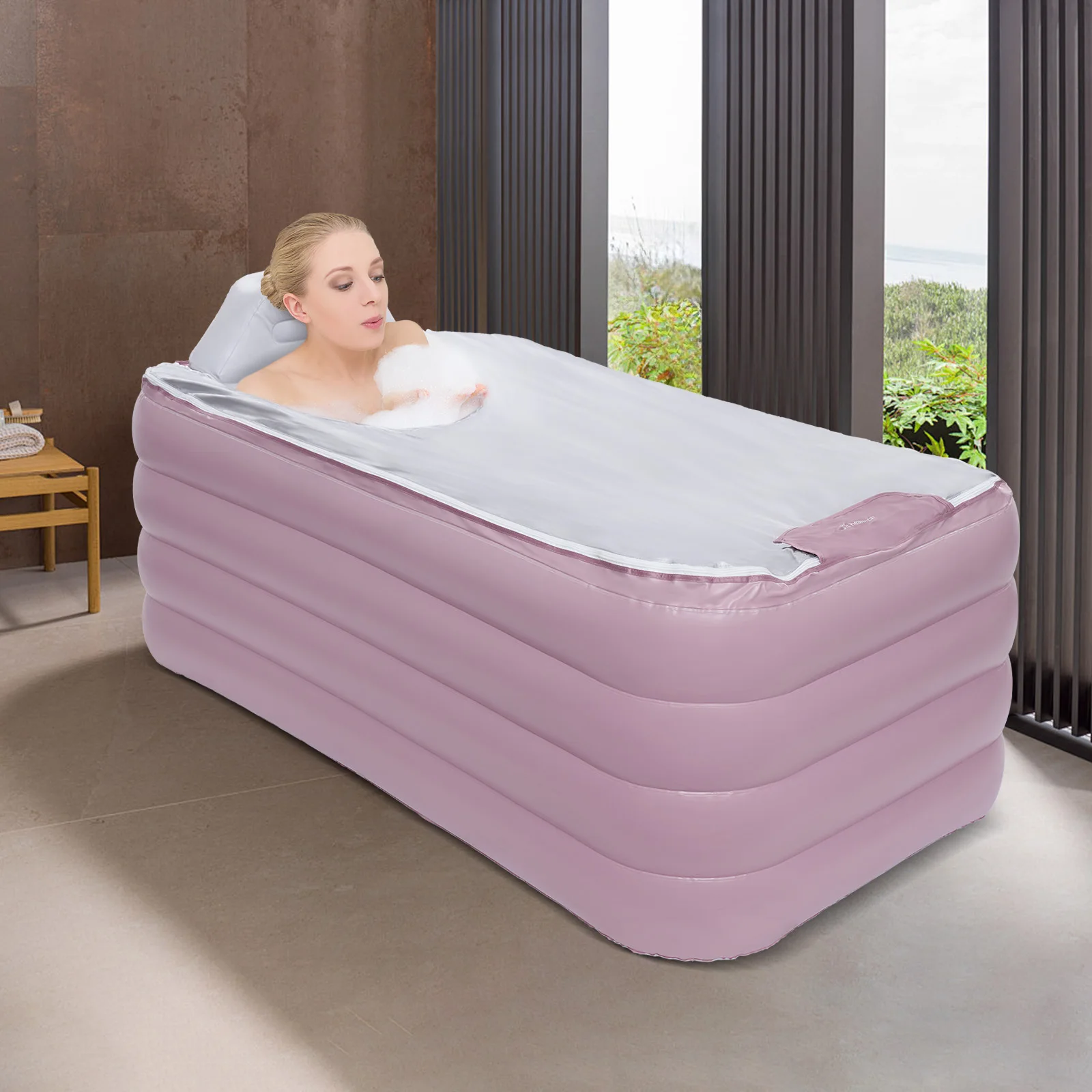 Inflatable Adult Bath Tub, Free-Standing Blow Up Bathtub with Foldable Portable Feature for Adult Spa with Electric Air Pump 3