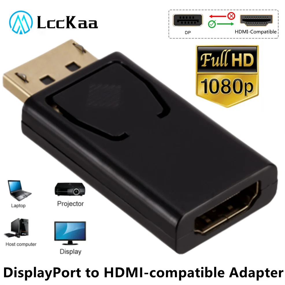 

LccKaa 1080P DisplayPort to HDMI-compatible Adapter Converter Display Port Male DP to Female HD TV Adapter Video Audio For PC TV