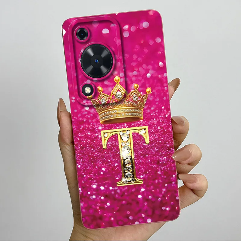 Crown Initial Letter Couple Phone Case - Soft Silicone TPU Lens Protective Casing