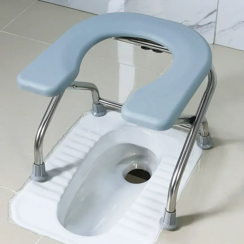 

Pregnant Women Elderly Toilet Stool U Design Bathroom Chair Folding Stainless Steel Bath Seat Stable Anti-skid Toilet Foot Rest