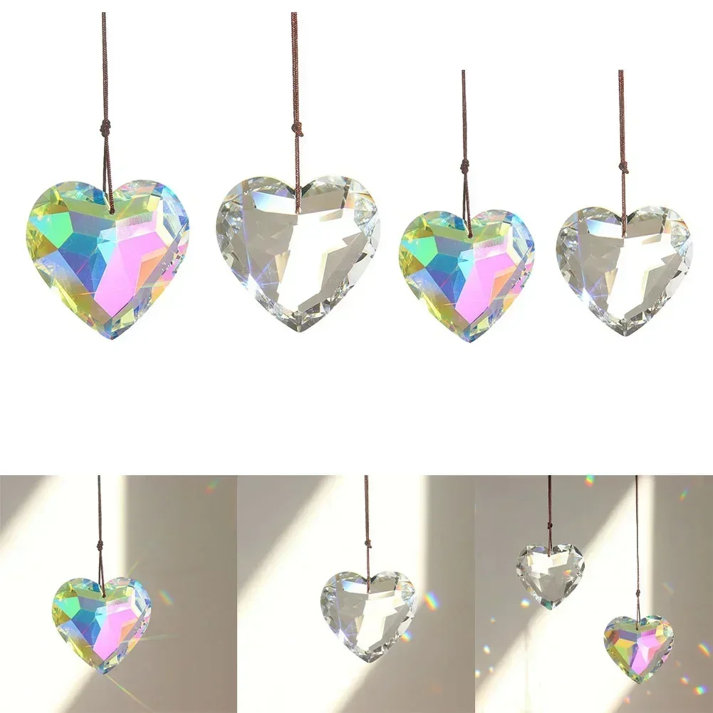 Sun Catcher 30/45mm Sun Catcher Heart Hanging Pendant Heart Rainbow Maker Crafts For Home Office Garden Decoration
