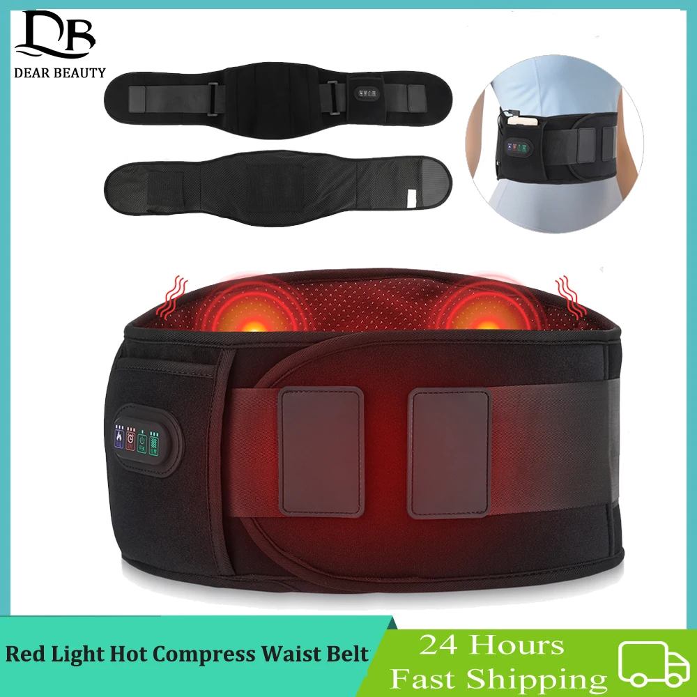 Electric Heating Waist Massage Belt Red Light Therapy Hot Compress ...