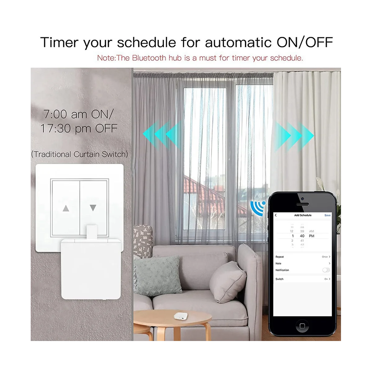 Tuya 허브 링크 핑거봇 Wi-Fi (지지대 2.4GHz) ,IFTTT 및 조율기 제어, 1 게이트 방식, 여러 핑거봇 연결 가능
