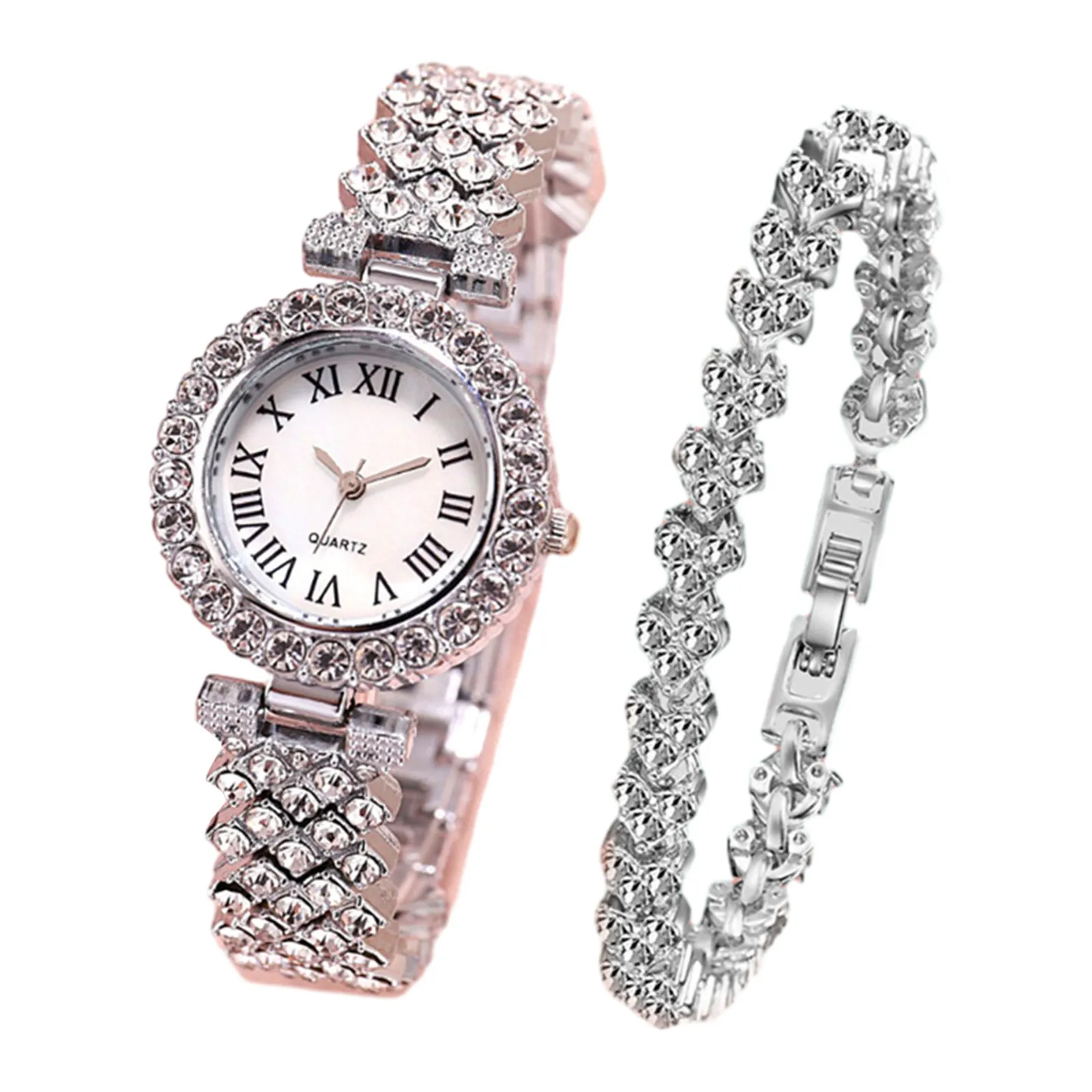 

Women'S Watch Fashion Roman Patterned Diamond Inlaid Ladies' Watch Casual Bracelet Quartz Watch Reloj Para Mujer Montres Femmes