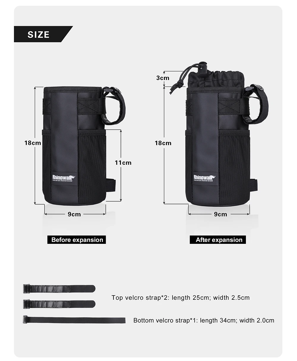 Rhino walk fahrrad flaschen halter fahrrad wasser flaschen träger beutel isolierter kessel mtb rennrad lenker tasche zubehör – Detail 13
