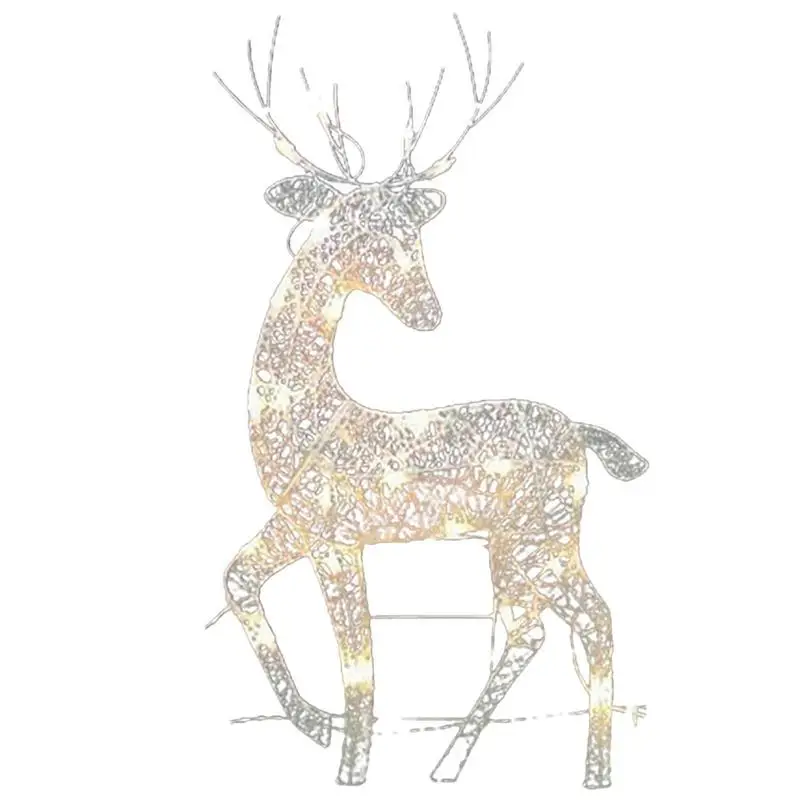 

Christmas Reindeer with LED Light Outdoor Standing Glowing Iron Art Elk Ornament Home Decoration for Yard Lawn Easy To Assemble
