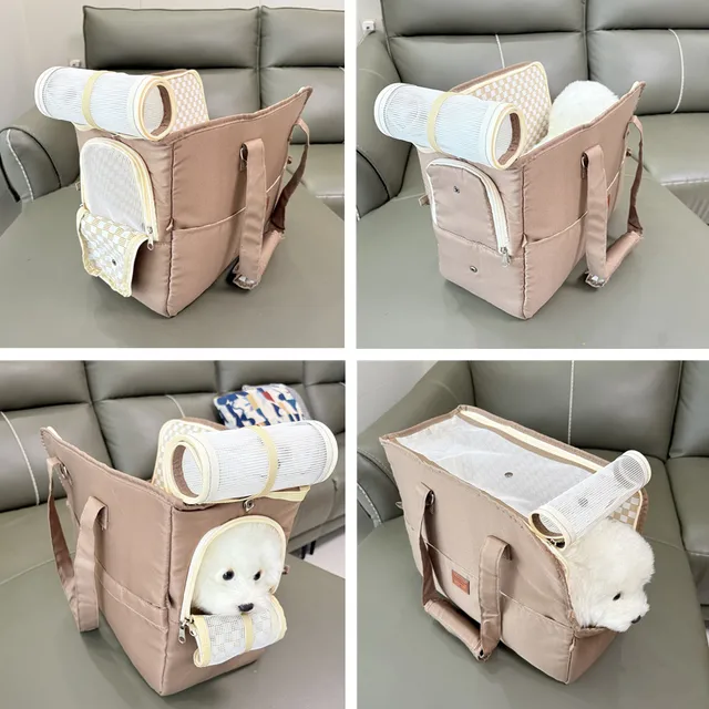 Pet Crossbody Shoulder Bag Canvas Cat Dog Carrier Backpack Travel Tote Shoulder Bags Mesh Sling Carry Pack Pet Carrying Supplies 6