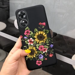 Cute Love Heart Cartoon Girls Soft Silicone Phone Case Cover for Oppo A17K (Black 2024)