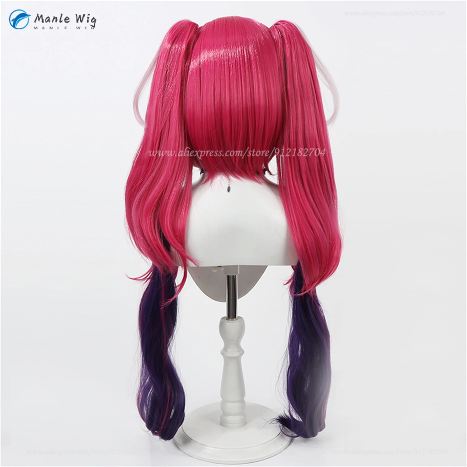 Velvette Cosplay Perücke 80cm Ponytail Clip Lila Rot Weiß Mix Hitzebeständig Synthetik Anime + Wig Cap 5