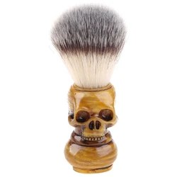 Brocha de afeitar de pelo de cerdas de tejón, Calavera, mango de madera hecho a mano, regalo para hombres, envío directo