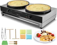 Electric Crepe Maker, 16-Inch Double Head Commercial Crepe Machine, 3400W Flat Plate Crepe Griddle, Nonstick Stainless Ste 1