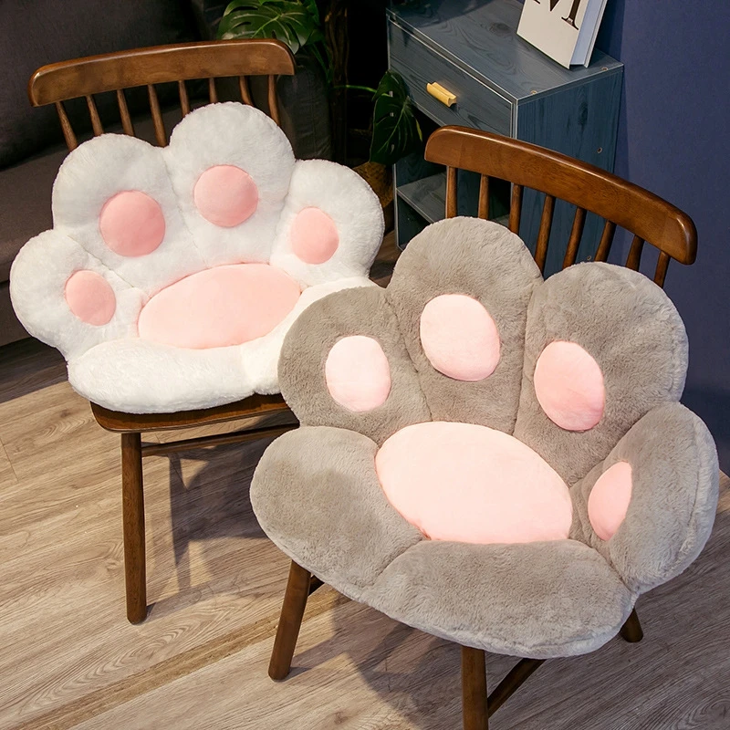 Cute Cartoon Cat and Bear's Paw Seat Back Cushion Flower Plush Sofa Indoor Home Chair Decor Flower Winter Children Girls Gift 쿠션
