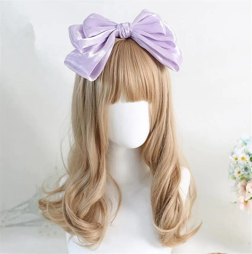 Fascia per capelli Lolita da donna e ragazza, con fiocco in pizzo, per