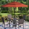 10 ft Outdoor Patio Umbrella, Auto-Tilt Market Table Umbrellas with Crank, 8 Sturdy Ribs & 1.5" Pole UV Protection f 1