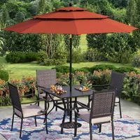 10 ft Outdoor Patio Umbrella, Auto-Tilt Market Table Umbrellas with Crank, 8 Sturdy Ribs & 1.5" Pole UV Protection f 1