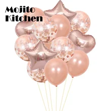 Mixed Metallic Balloons Heart Star Gold Confetti Balloon Birthday Party Decorate Kids Adult Air Balls Wedding decoration Party