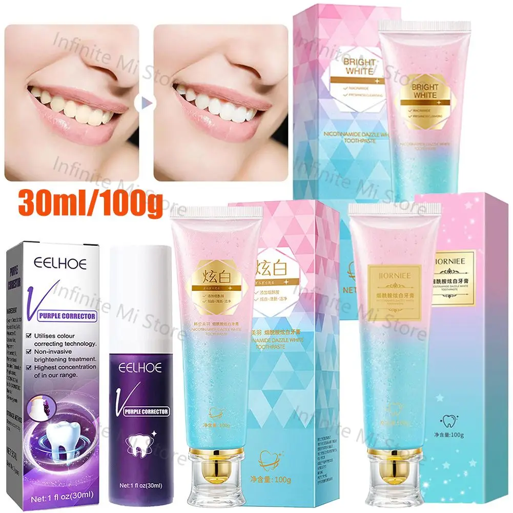 Toothpaste Niacinamide Whitening Oral Care Bad Breaths Stains Removing Reduces Plaque For Women Men teeth whitening product teeth whitening essence tooth powder toothpaste squeezer