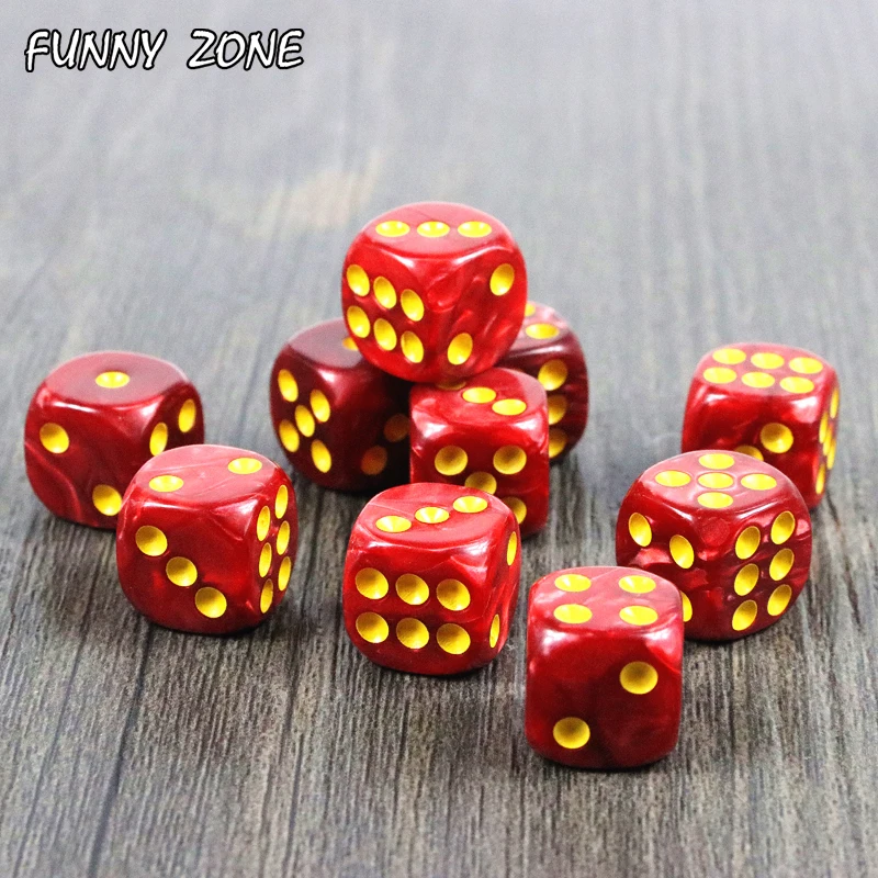 10pcs/set 12mm D6 Gambling Dice Gold Standard Dot Tower Game Accessories