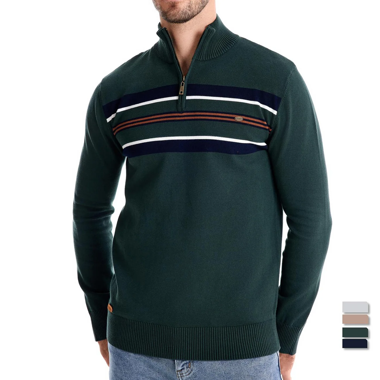 Mens Cotton Sweaters With Stand Collars Casual Half Zip Solid Color Pullovers High Quality Mens Knitted Turtleneck Sweaters 3