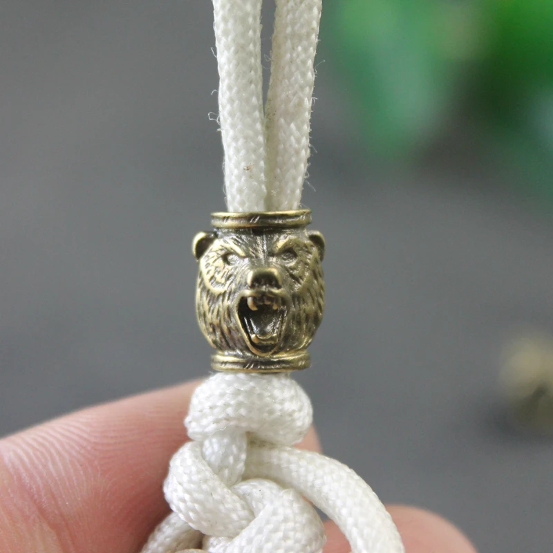 roar Bear Figurine Brass Knife Bead Outdoor EDC Umbrella Rope Pendant DIY Paracord Bracelet Accessories Lanyard Hangings