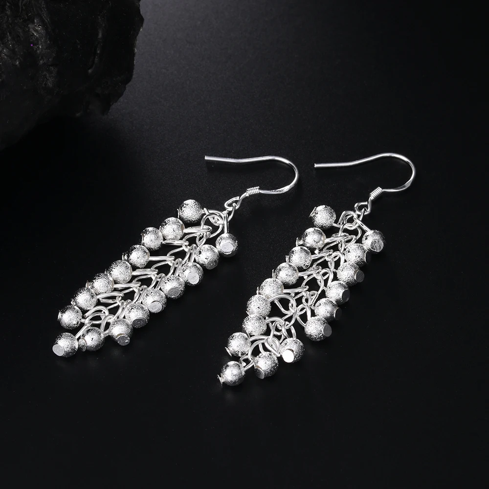 Pendientes de gota de cuentas de uva esmerilada de Plata de Ley 925 para mujer, joyería de fiesta de moda, regalos de boda y vacaciones, alta calidad, nuevo, caliente