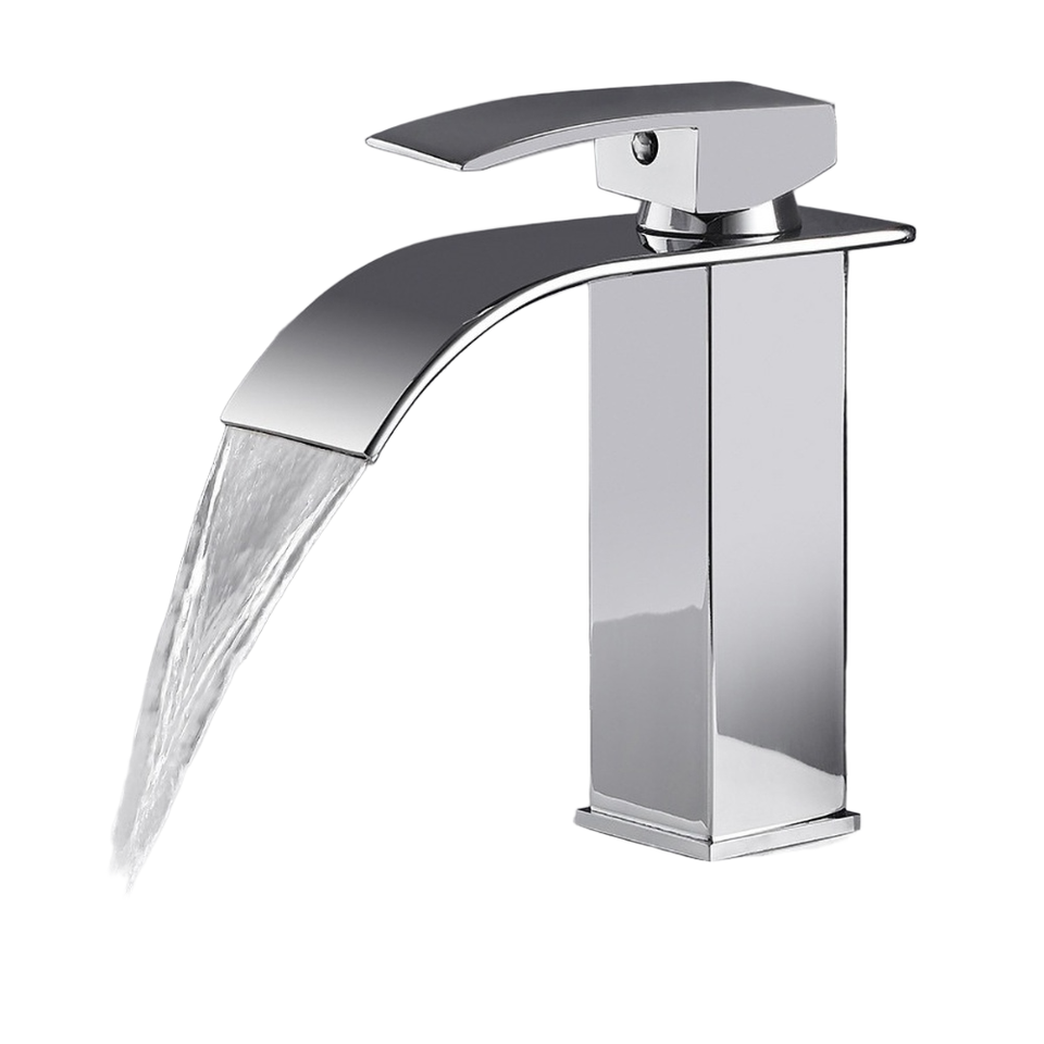 Brass/Stainless Steel Bathroom Mixer Tap - Hot/Cold Water Flat Spout Faucet for Basin Bathtub, Electroplated Anti-Corrosion