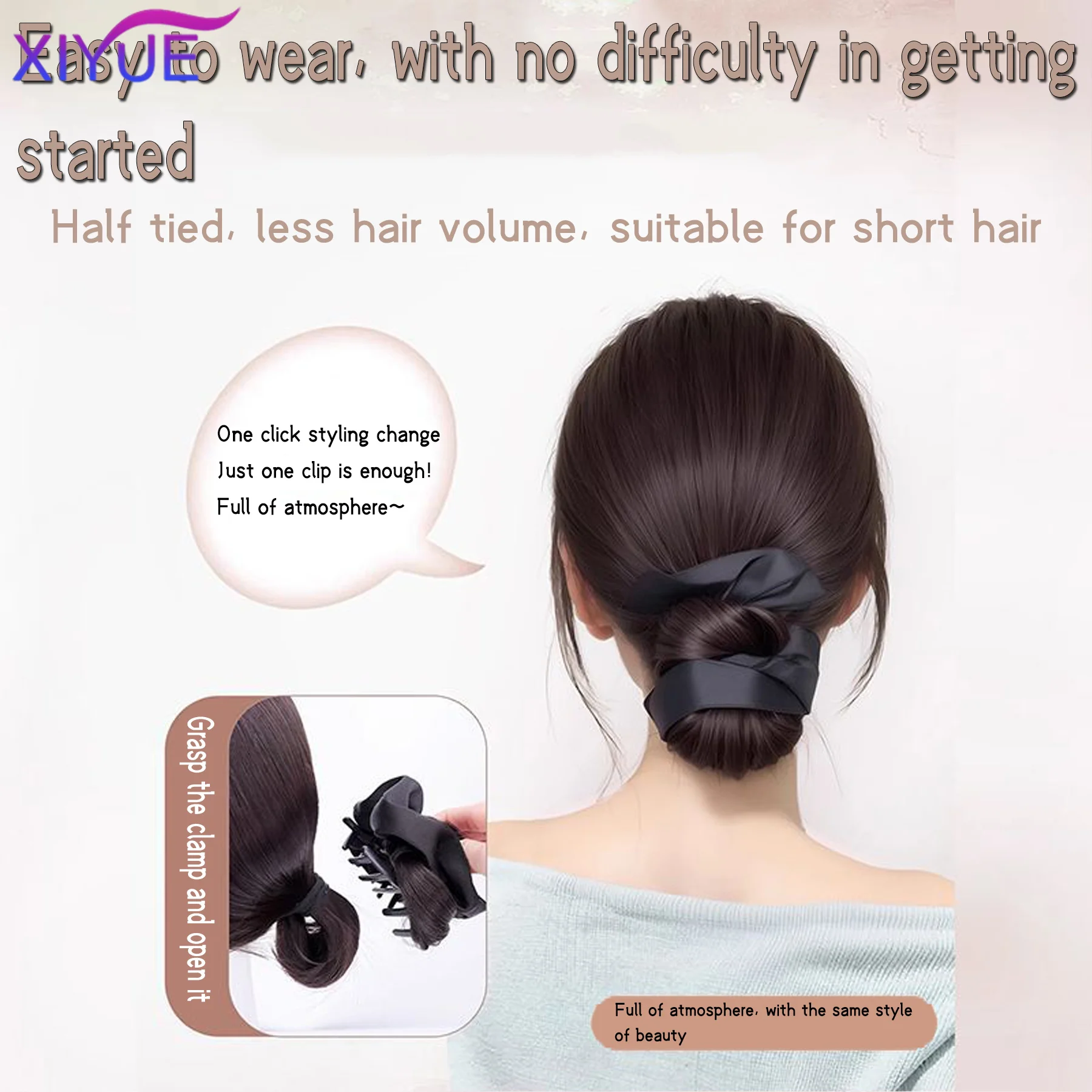 Synthetic Chignon Messy Bun Claw Clip in Hair Piece Wavy Curly Hair Bun Ponytail Extensions Scrunchie Hairpieces for Women