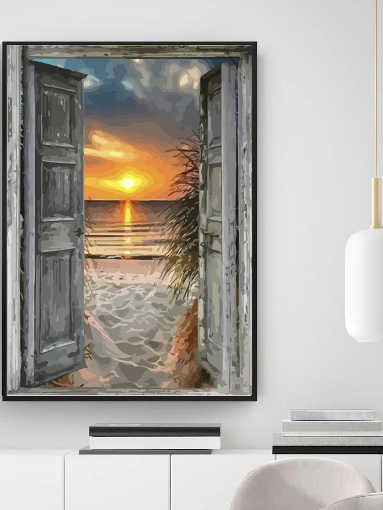 Acrylic Diy Painting By Numbers Beach Seascape Acrylic Paint On Canvas Draw Coloring By Numbers For Diy Gift CHENISTORY painting by numbers kits painting by numbers