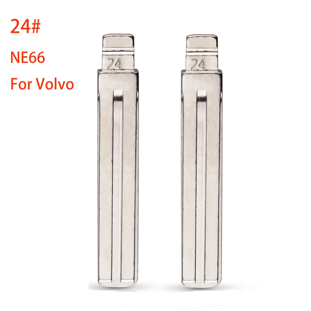 10pcs 24# NE66 Metal Uncut Blank Flip Remote Key Blade for Keydiy KD Xhorse VVDI for Volvo S80