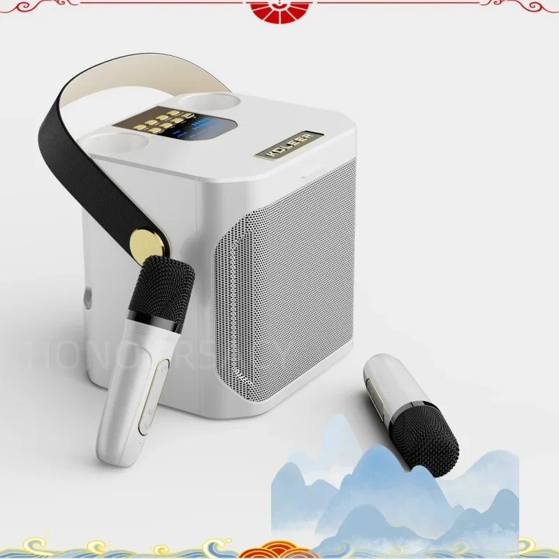 

HiFi Karaoke Bluetooth Speaker with Wireless Microphone Stereo Surround Music Rhythm Sound Box Portable Outdoor Party Boombox