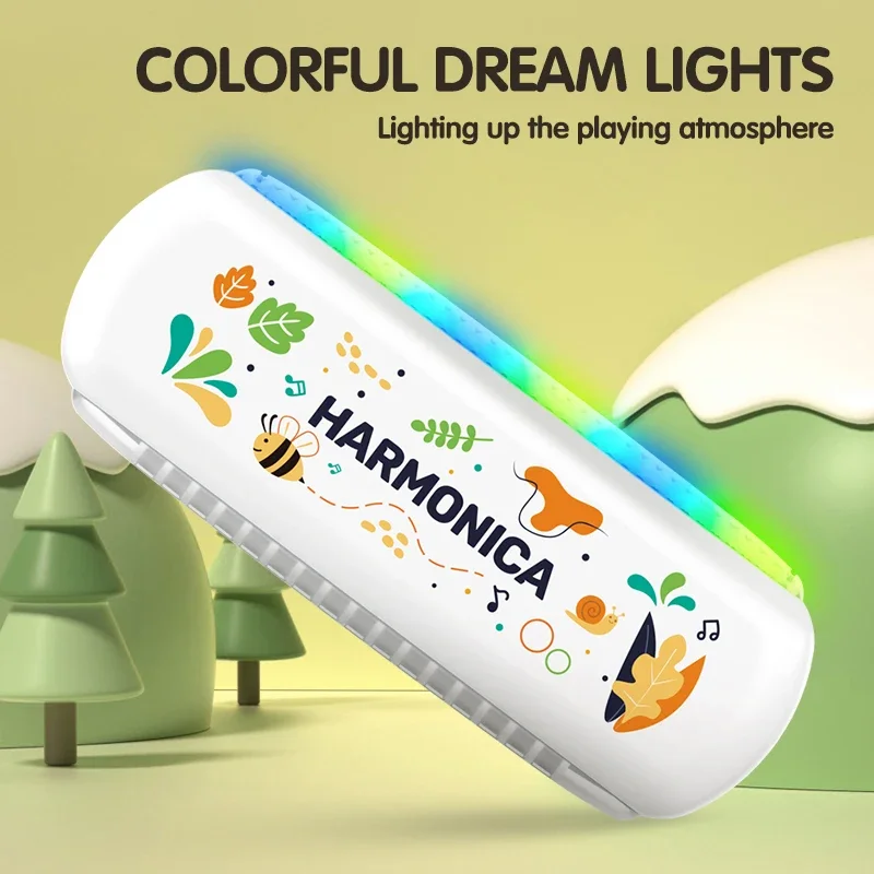 Children's Toy Cartoon Crab Mini Harmonica with Led Light Mouth Organ Baby Early Education Musical Instrument Toys for Kids Gift 5
