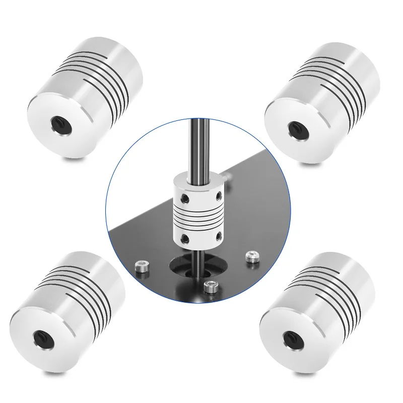 4PCS Flexible shaft Coupler 5x8MM 6x10MM CNC Stepper Motor Aluminum Alloy Flexible Coupling Silver For 3D Printer Parts 3d printer accessory 5x8mm coupler cnc aluminium alloy z axis stepper motor flexible shaft coupling for t8 lead screw