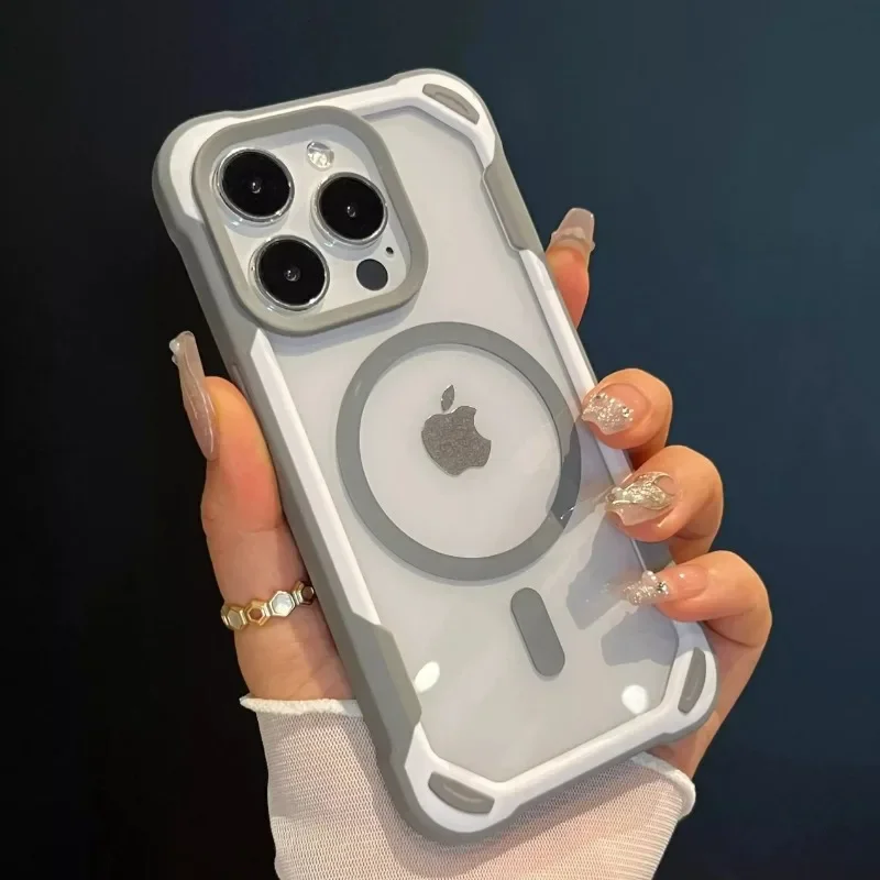 Magnetic Shockproof Transparent Acrylic Phone Case with Armor Protection