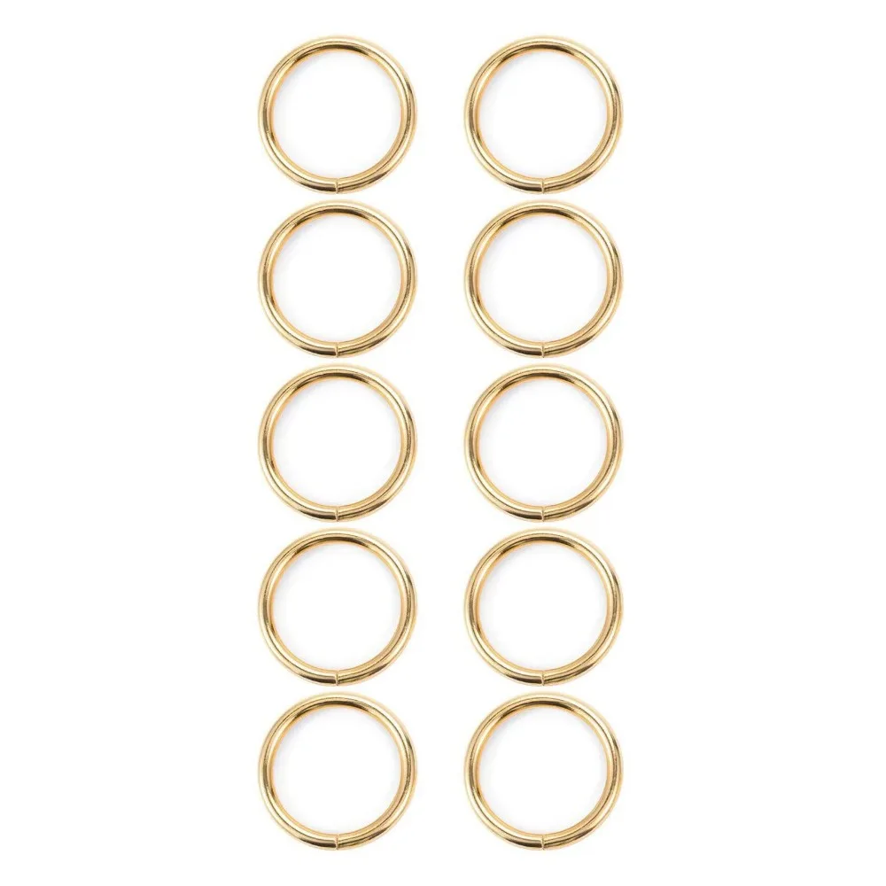 10 יחידות טבעת מפית עגולה מפלדת אל-חלד בסגנון מינימליסטי, מחזיק מפית דקורטיבי בצבע זהב מבריק