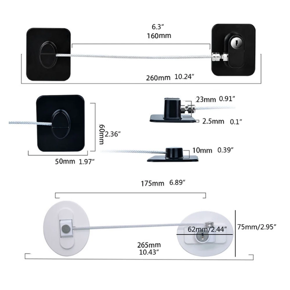 Child Safety Lock 1 Pc Cabinet Fridge Door Lock Stainless Steel Cable Protection Kids Baby Home Window Strong Fix cabinet lock child lock door lock refrigerator lock door window lock safety lock refrigerator door lock