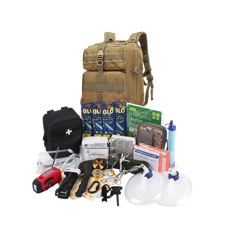 

Outdoor Camping Survival Backpack First Aid Kit Hiking Travelling Complete backpack for 2 People 72 hours