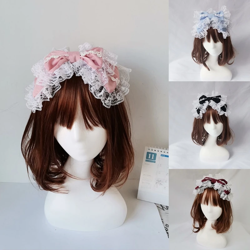 Victorian Lace Headband Sweet Big Bow Kawaii Hair Hoop Lolita Cosplay Headdress Costume Headband