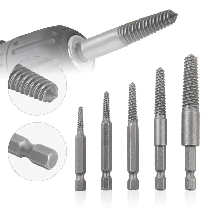 Hexagonal Handle Broken Head Screw Extractor Power Tool Accessory Hexagonal Broken Thread Extractor Thread Set 5PC