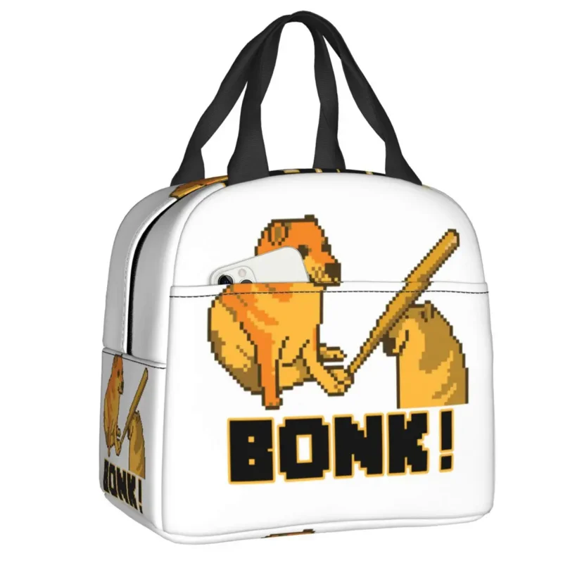 Cheems Bonk Meme Pixel Art Insulated Bag for Women Reusable Shiba Inu Dog Cooler Thermal Lunch Box Picnic Food Tote Bags