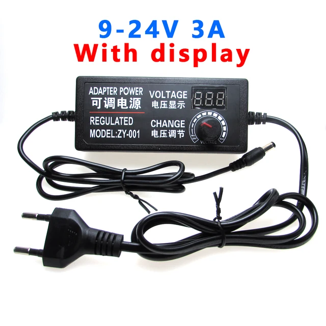 AC DC Power Supply 3V 9V 12V 24V 36V 2A 3A 5A 10A Lighting Transformer 220V To 12V Led Adjustable Power Supply Adapter 12 V Volt 9V-24V 3A Display