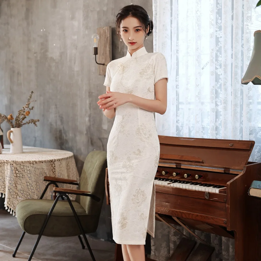 Fashion Asian Designer Dresses OEM Cheongsam Ruha, Hossz, Szatn, Kk,  Tavaszi s Nyri Viseletre, Univerzlis Mret