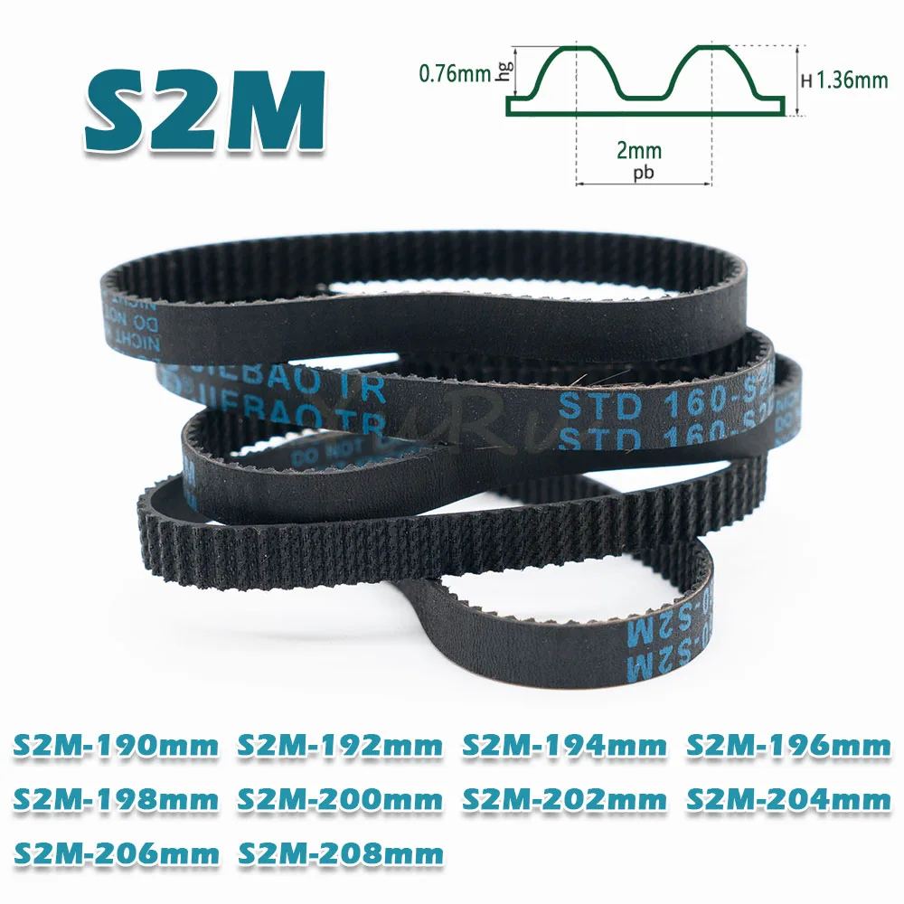 Description Picture 5 of itemS2M Timing Belt Perimeter 210 212 214 216 218 220 222 224 226 228mm Width 4~20mm CNC Transmission Rubber 2M Closed Loop Drive