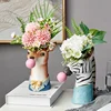 Creative Modern Animal Head Resin Succulent Vase FlowerPot Hand Painting Giraffe Zebra Panda Blowing Bubbles Animal Bust Figure 3