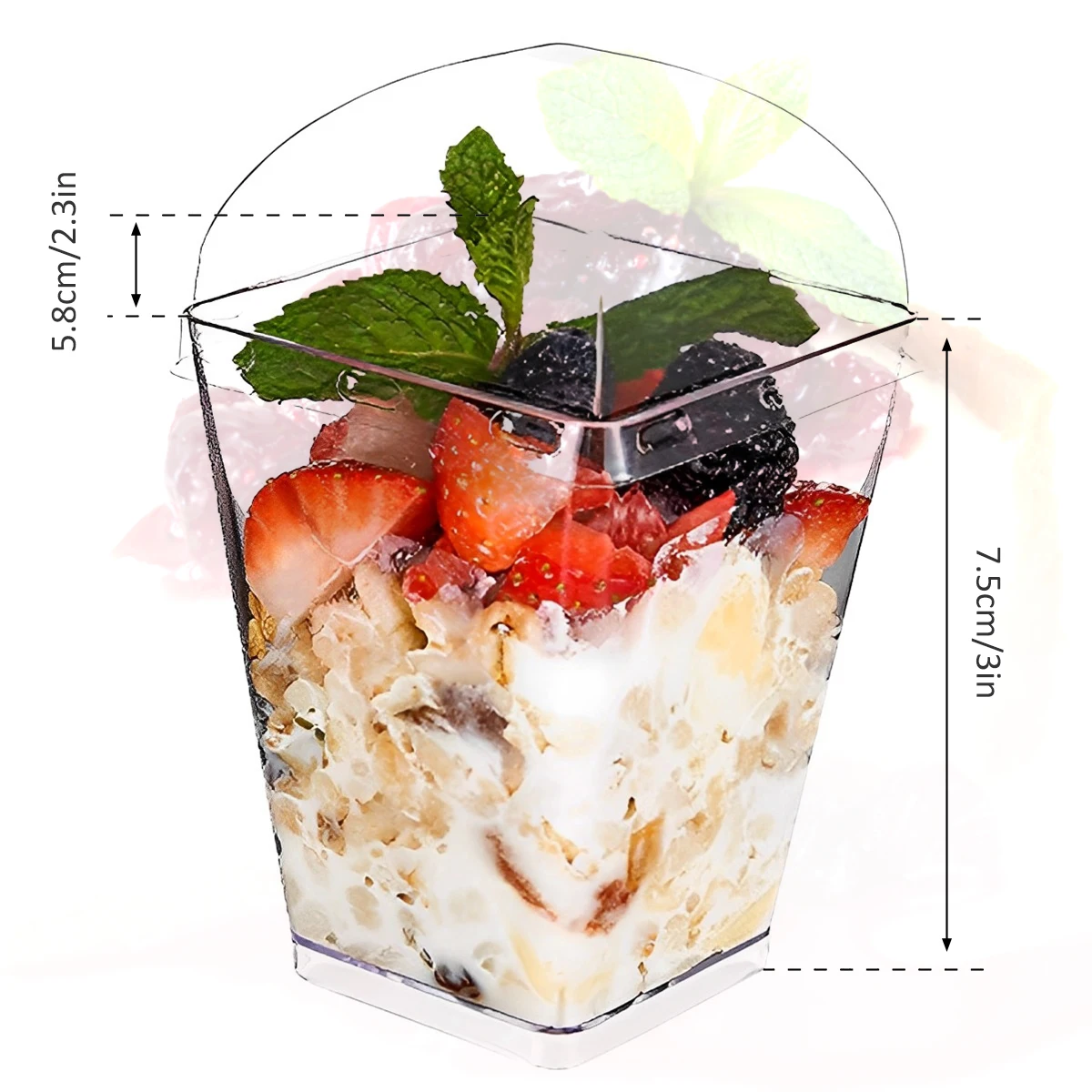 Dessert Cups with Spoons 30Pcs 5oz/150ml Clear Square Appetizer Cups Mini Reusable Plastic Dessert Pots Set Stackable