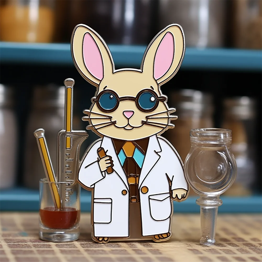 

Harong New Doctor Rabbit Enamel Pin Fashion Cute Laboratory Animal Worker Cartoon Image Lapel Brooch Badge Christmas Gift