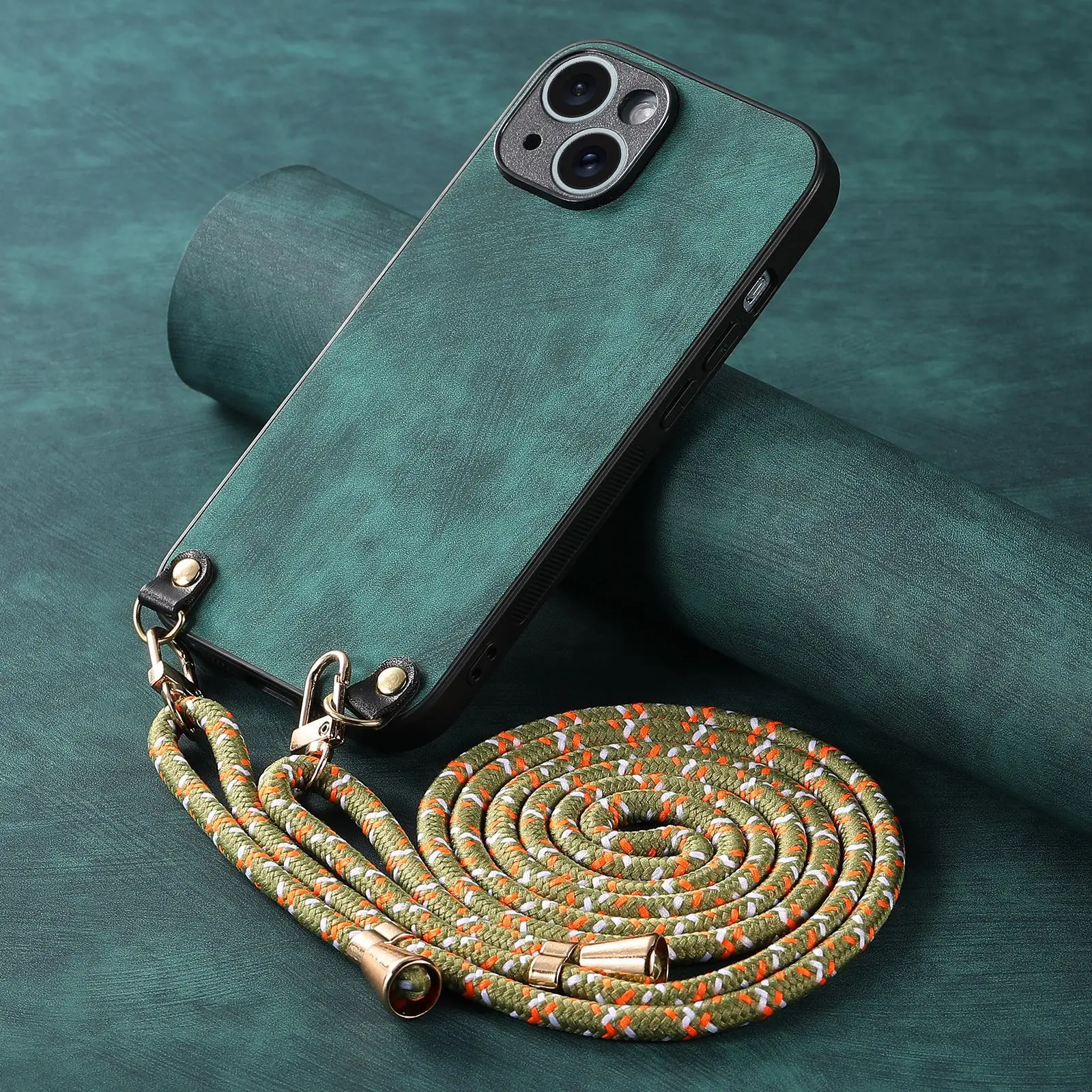 Elegant Chain Crossbody Leather Phone Case with Lanyard