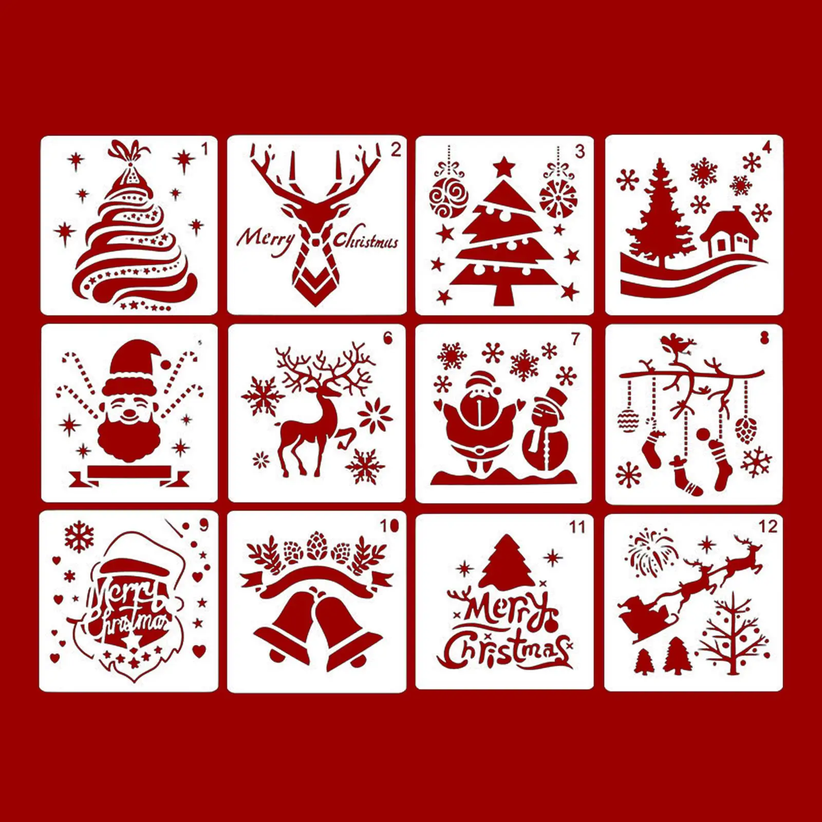 12 Pcs Christmas Stencils Template Reusable Plastic Craft for Art Drawing  Painting Spraying Window Glass Door Car Bod - AliExpress