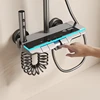 Hot Cold Mixer Shower System Bathroom Shower Faucet Set Wall-mounted Temperature Digital Display 4 Functions Shower Set 4