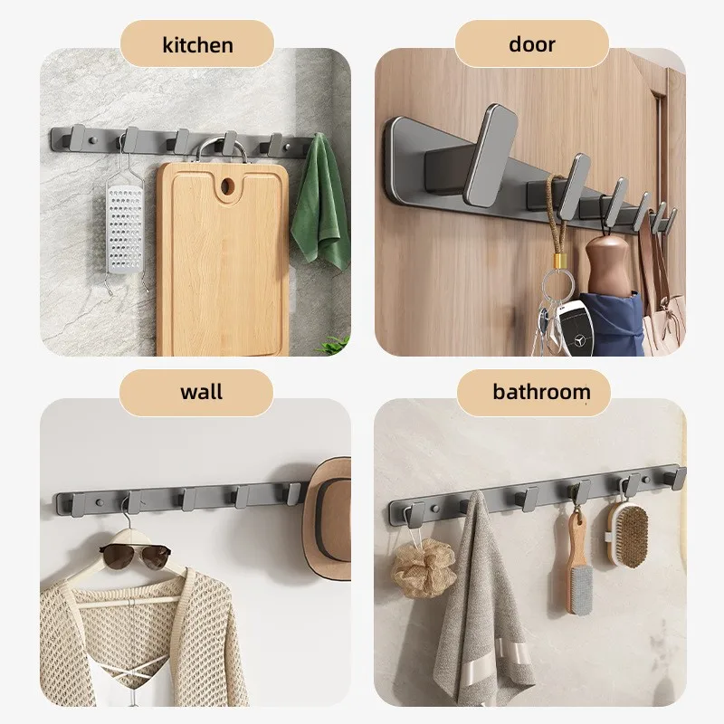 ABS Black Hook Bathroom Towel Hook Living Room Door Back Clothes Simple Black Storage To Save Space